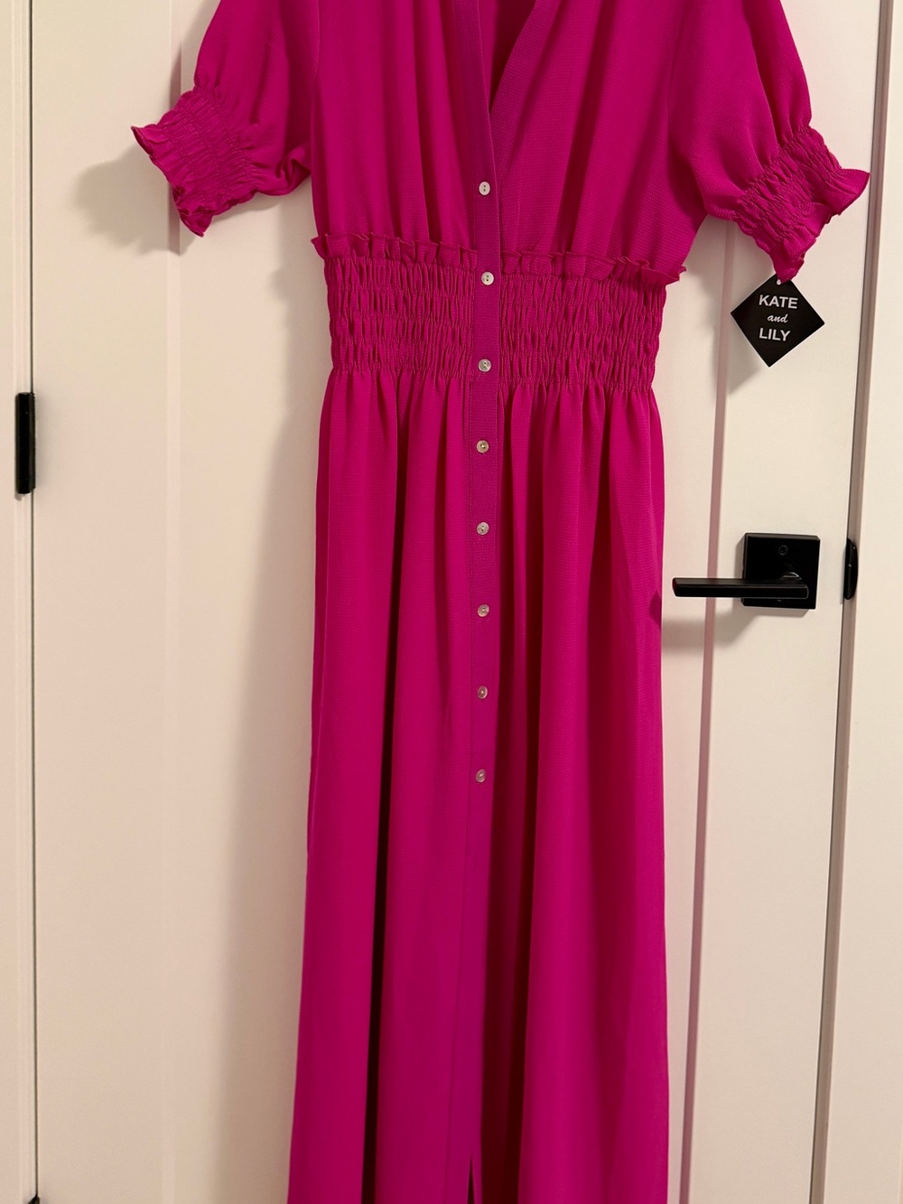 Kate & Lilly Hot Pink Button-Front Maxi Dress, NWT